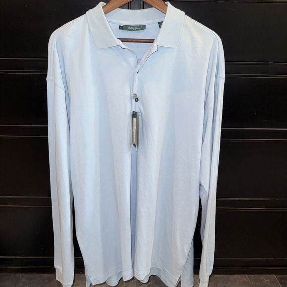 Bobby Jones Peruvian Pima Cotton Long Sleeve Polo Blue XL‎ NWT - Picture 1 of 9
